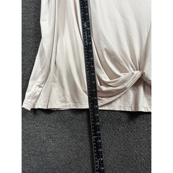 Tahari Sport Knotted Top Plus Size 2X Ivory Long Sleeve Slit Active Shirt - Picture 4 of 5